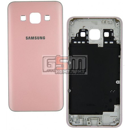 Задняя панель корпуса для Samsung A300F Galaxy A3, A300FU Galaxy A3, A300H Galaxy A3, розовая