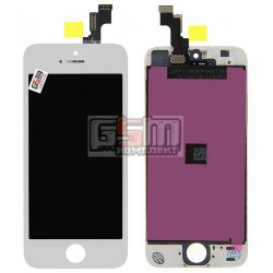Дисплей iPhone 5S, белый, с рамкой, с сенсорным экраном (дисплейный модуль), Оригинал (переклеено стекло) Дисплей iPhone 5S, белый, с рамкой, с сенсорным экраном (дисплейный модуль), Оригинал (переклеено стекло)