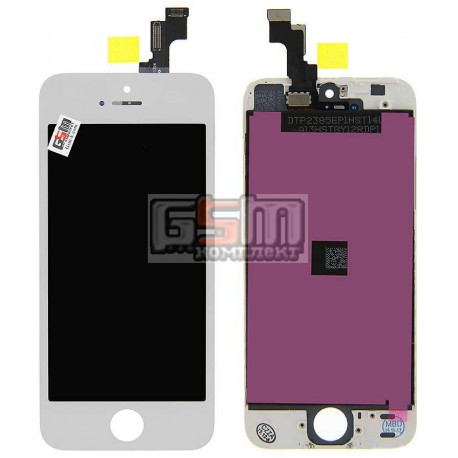Дисплей для iPhone 5S, iPhone SE, белый, high-copy, с сенсорным экраном (дисплейный модуль), с рамкой