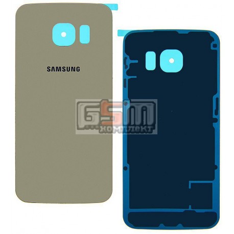 Задняя панель корпуса для Samsung G925F Galaxy S6 EDGE, золотистая, high copy