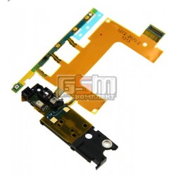 Шлейф для Sony C5502 M36h Xperia ZR, C5503 M36i Xperia ZR, кнопки ввімкнення, дзвінка, бокових клавіш, з вібромотором, з компонентами