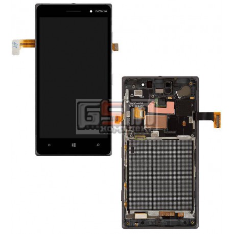 Дисплей для Nokia 830 Lumia, черный, с сенсорным экраном (дисплейный модуль), с рамкой