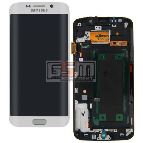 Дисплей для Samsung G925F Galaxy S6 EDGE, белый, с сенсорным экраном (дисплейный модуль), с передней панелью