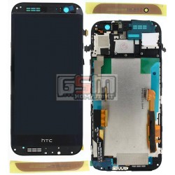 Дисплей для HTC One M8, золотистый, с сенсорным экраном (дисплейный модуль), с передней панелью