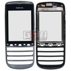 Тачскрин для Nokia 300 Asha, черный, с передней панелью Тачскрин для Nokia 300 Asha, черный, с передней панелью
