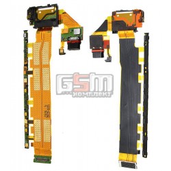 Шлейф для Sony E6533 Xperia Z3+ DS, E6553 Xperia Z3+, Xperia Z4, Xperia Z4 DS, кнопки включения, коннектора зарядки, с компонентами