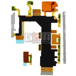 Шлейф для Sony D6502 Xperia Z2, D6503 Xperia Z2, звонка, кнопки включения, боковых клавиш, с компонентами, с микрофоном