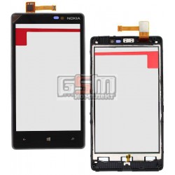 Тачскрин для Nokia 820 Lumia, черный, с передней панелью Тачскрин для Nokia 820 Lumia, черный, с передней панелью