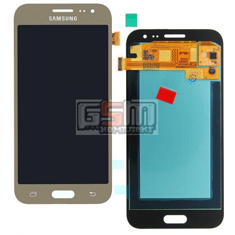 Дисплей для Samsung J200F Galaxy J2, J200G Galaxy J2, J200H Galaxy J2, J200Y Galaxy J2, золотистый, с сенсорным экраном (дисплей