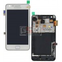 Дисплей для Samsung I9105 Galaxy S2 Plus, білий, з рамкою, з сенсорним екраном (дисплейний модуль)