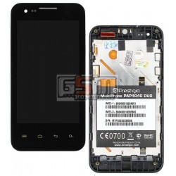 Дисплей для Prestigio MultiPhone 4040 Duo, чорний, з передньою панеллю, з сенсорним екраном (дисплейний модуль)