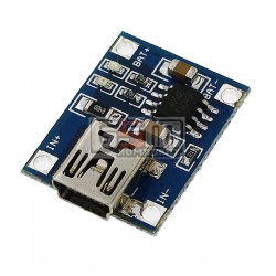Контролер заряду Li-ion акумулятора TP4056 1A, (Mini-USB вхід 5V), (вихід 1A) Контролер заряду Li-ion акумулятора TP4056 1A, (Mini-USB вхід 5V), (вихід 1A)