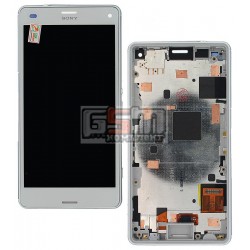 Дисплей для Sony D5803 Xperia Z3 Compact Mini, D5833 Xperia Z3 Compact Mini, білий, з рамкою, з сенсорним екраном (дисплейний модуль),original (PRC)
