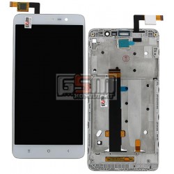 Дисплей Xiaomi Redmi Note 3, білий, з передньою панеллю, з тачскріном, без підсвічування навігаційної клавіатури