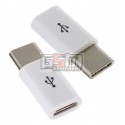Адаптер micro-USB to USB Type-C, универсальный, белый
