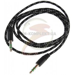 Кабель AUX Min-jack i-koson 3.5 мм, 1 метр, текстильный кабель