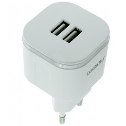 Зарядное устройство Celebrity, 2.4A, два порта iOS/Android, белое (W-001)