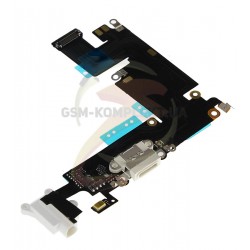 Шлейф для iPhone 6 Plus, коннектора наушников, коннектора зарядки, белый, с микрофоном, с компонентами Шлейф для iPhone 6 Plus, коннектора наушников, коннектора зарядки, белый, с микрофоном, с компонентами