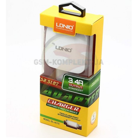 Сетевое зарядное устройство Ldnio DL-AC-70 c Micro USB 5V/3.4A 3USB