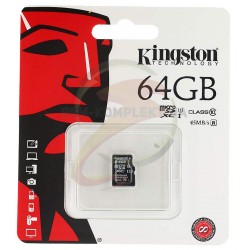 Карта памяти 64 GB microSDXC Kingston UHS-I G2 Class 10 (без адаптера) (SDC10G2/64GBSP)