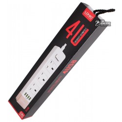Удлинитель Ldnio SK3460 UK, 10A, длина шнура: 1.6m, 4 usb port, 2.4A
