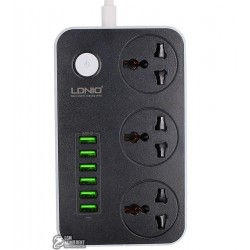 Подовжувач Ldnio SE3604 на 3 універсальні розетки, 2500W 10A, і 6 USB портів для зарядки, 3,4 А, шнур: 2,0 м Подовжувач Ldnio SE3604 на 3 універсальні розетки, 2500W 10A, і 6 USB портів для зарядки, 3,4 А, шнур: 2,0 м