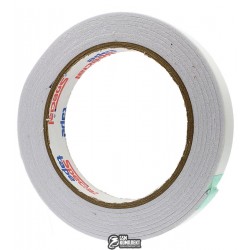 Двухсторонний скотч на вспененной основе, белый, ширина 18мм, толщина 2мм, длина 2м, белый лайнер
