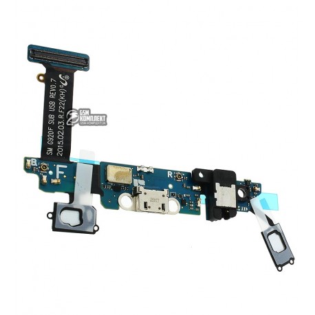 Шлейф для Samsung G920F Galaxy S6, коннектора наушников, коннектора зарядки, с компонентами