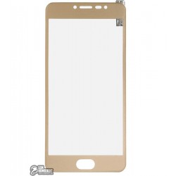 Закаленное защитное стекло для Meizu M3 Note, 0,26 mm 9H, 3D золотое, пластиковая рамка