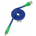 Кабель MicroUSB, Led подсветка, тканевая оплетка, 1м