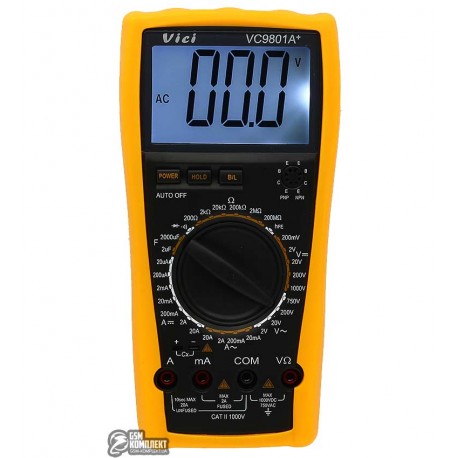 Мультиметр цифровой VC9801A+ с функцией автовыключения и подсветкой