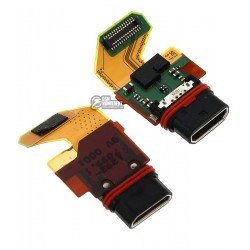 Шлейф для Sony E6603 Xperia Z5, E6653 Xperia Z5, E6683 Xperia Z5 Dual, коннектора зарядки, с компонентами