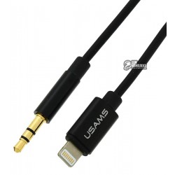 Переходник Usams US-SJ093 Lightning To DC 3.5mm Male Audio Line, черный