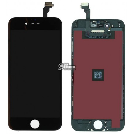 Дисплей iPhone 6, чорний, з сенсорним екраном (дисплейний модуль),з рамкою, original (PRC)