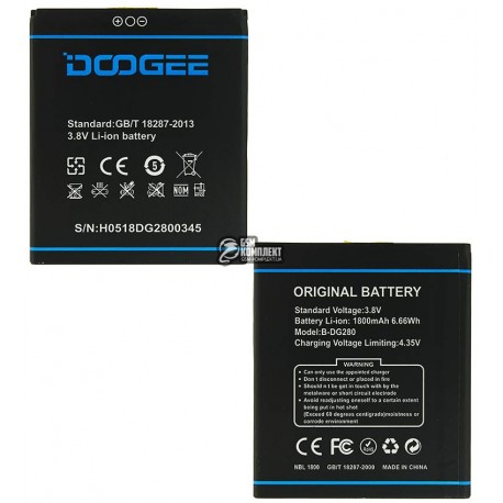 Аккумулятор (акб) B-DG280 для Doogee DG280, (Li-ion 3.7V 1800mAh)