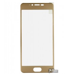Закаленное защитное стекло для Meizu M5, 0,26 мм 9H, 3D золотое, пластиковая рамка