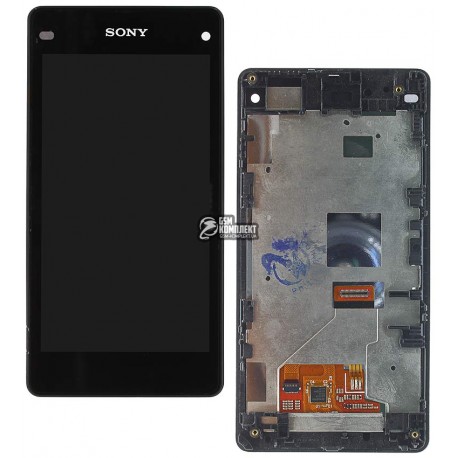 Дисплей для Sony D5503 Xperia Z1 Compact Mini, черный, с сенсорным экраном (дисплейный модуль),с рамкой, high-copy