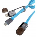 Кабель Micro-USB + Lightning - USB, 2 в 1 Remax Transformer Kingkong плоский