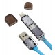 Кабель Micro USB+Lightning 2 в 1 Remax Transformer Kingkong плоский, черный