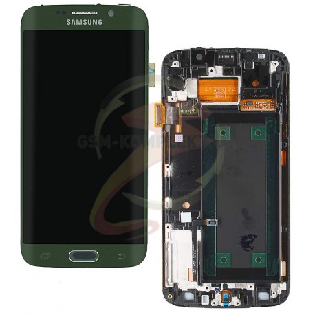 Дисплей для Samsung G925F Galaxy S6 EDGE, зелений, з рамкою, з сенсорним екраном (дисплейний модуль),green emerald