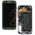 Дисплей для Samsung G925F Galaxy S6 EDGE, зелений, з тачскріном, з рамкою, оригінал (переклеєне скло), Green Emerald