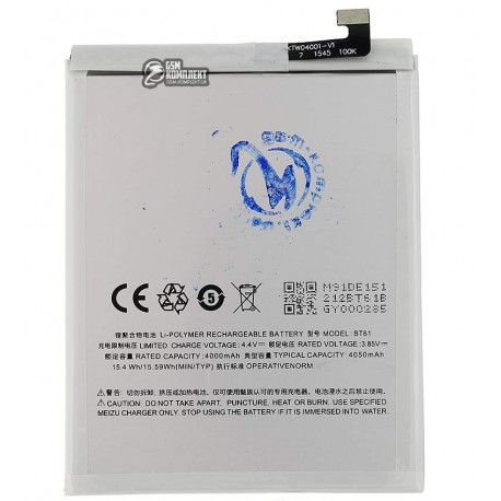 Аккумулятор BT61 для мобильного телефона Meizu M3 Note, Li-Polymer, 3,85 B, 4050 мАч
