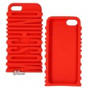 Чохол 3D Moschino Letter для iPhone 5 / 5S, силіконовий, червоний колір