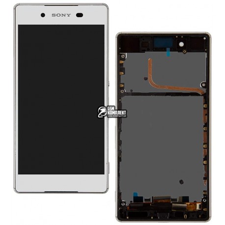 Дисплей для Sony E6553 Xperia Z3+, Xperia Z4, білий, з рамкою, з сенсорним екраном (дисплейний модуль),high-copy