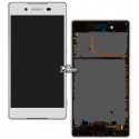 Дисплей для Sony E6553 Xperia Z3 +, Xperia Z4, білий, з рамкою, з сенсорним екраном (дисплейний модуль), High quality