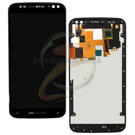 Дисплей для Motorola XT1572 Moto X Style, черный, с передней панелью, с сенсорным экраном (дисплейный модуль)