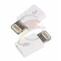 Переходник с Micro-USB (female) на Lightning (male), белый
