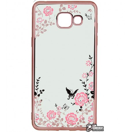 Чехол защитный Secret Garden Swarovski для Samsung Galaxy A510, A5 (2016), силиконовый, Rose Gold рамка, розовый цветок Чехол защитный Secret Garden Swarovski для Samsung Galaxy A510, A5 (2016), силиконовый, Rose Gold рамка, розовый цветок