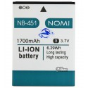 Аккумулятор (акб) NB-451 для Nomi i451 Twist, Li-ion, 3,7 В, 1700 мАч, original