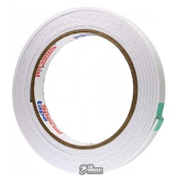 Двухсторонний скотч на вспененной основе, белый, ширина 9мм, толщина 2мм, длина 2м, белый лайнер